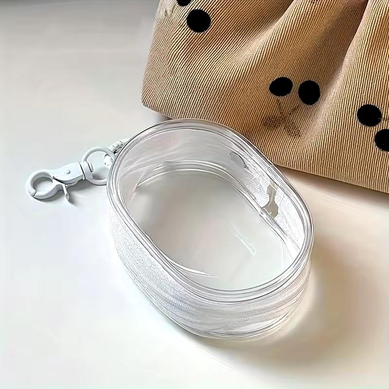 

Portable Mini Clear Zipper Storage Bag - Space-Saving Cable Organizer for Earphones Chargers Versatile with Handy Keychain Loop белый