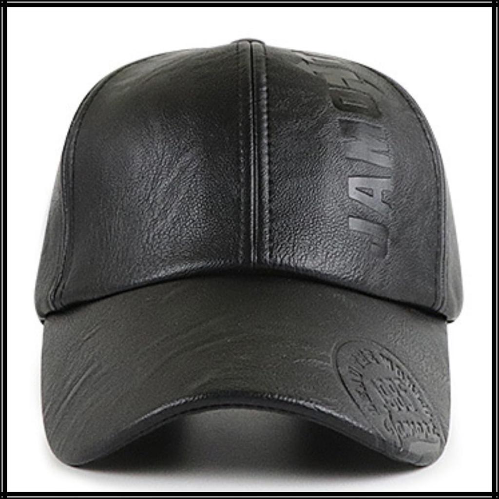 Baseball English CZ566 [White Fang] Hat, Cap, Cap, Leather, PU, Casual, Letters, Logo, Elegant, Adult, Embossed, Men's, (Coffee)