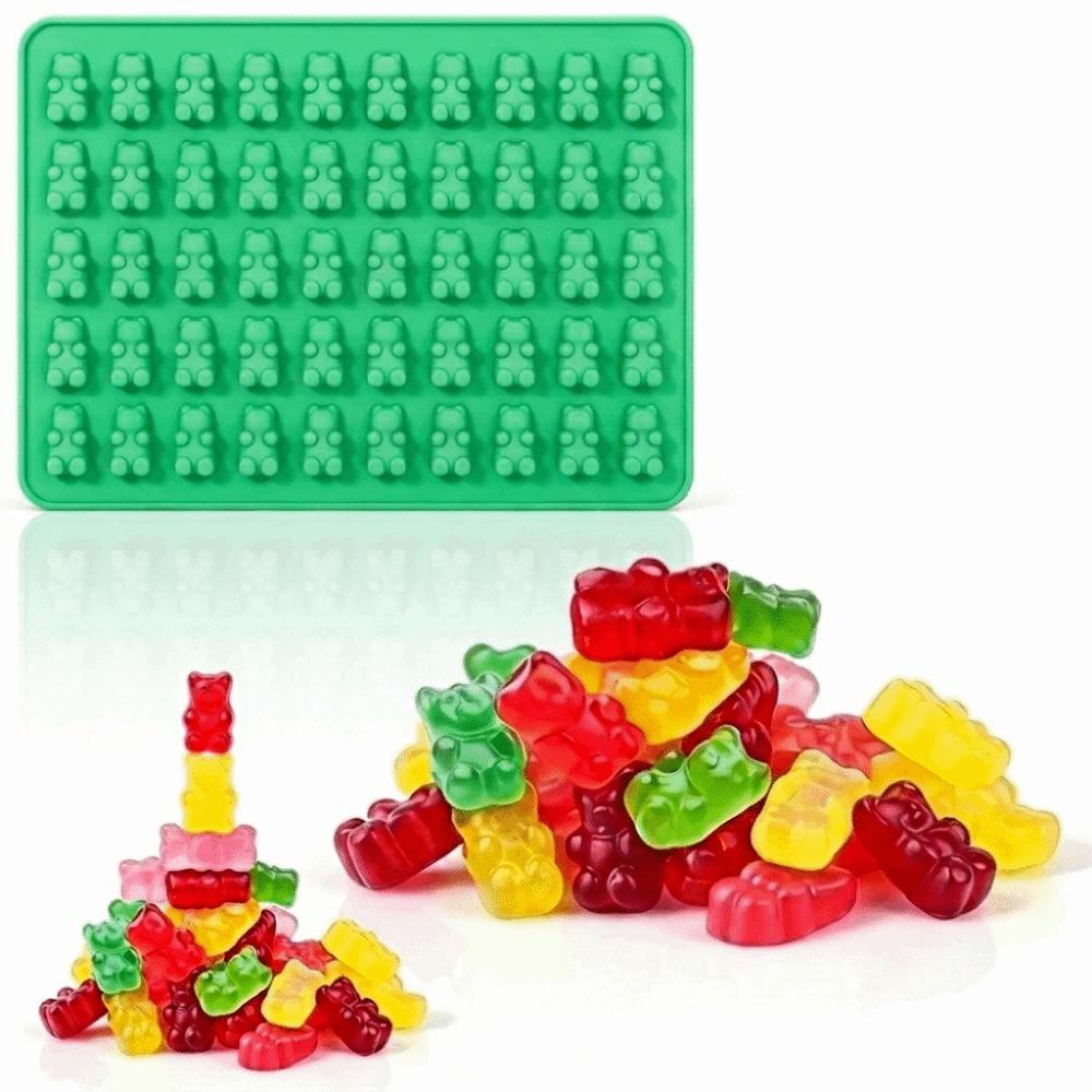 Bear Shapes Gummy Molds Trays 50 Cells Pudding Mould High-quality Chocolate Molds  Baking зелёный