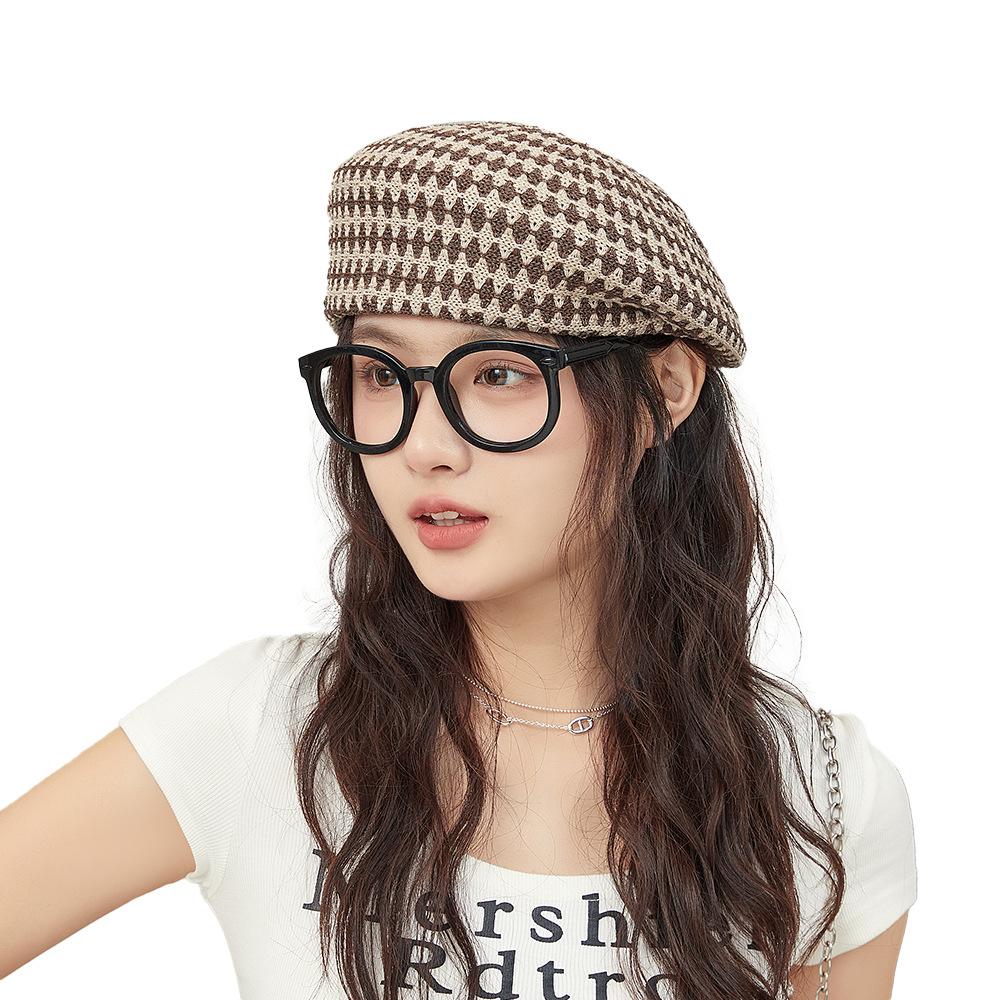 Summer Female Beret Painter's Hat Korean Pattern Trendy Knitted Breathable Tourist Beret