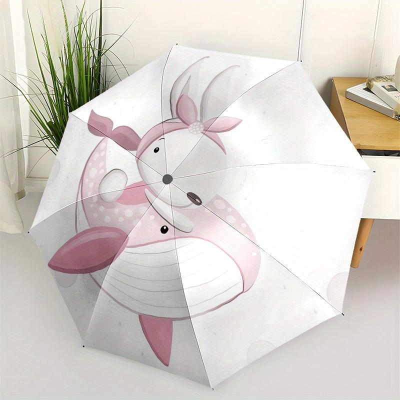 

Bunny,Whale Automatic Folding Umbrella Simple 8 Rib Design, Bright Cartoon Pattern, Durable Iron Frame, Suitable For Travel, Outdoor, Beach