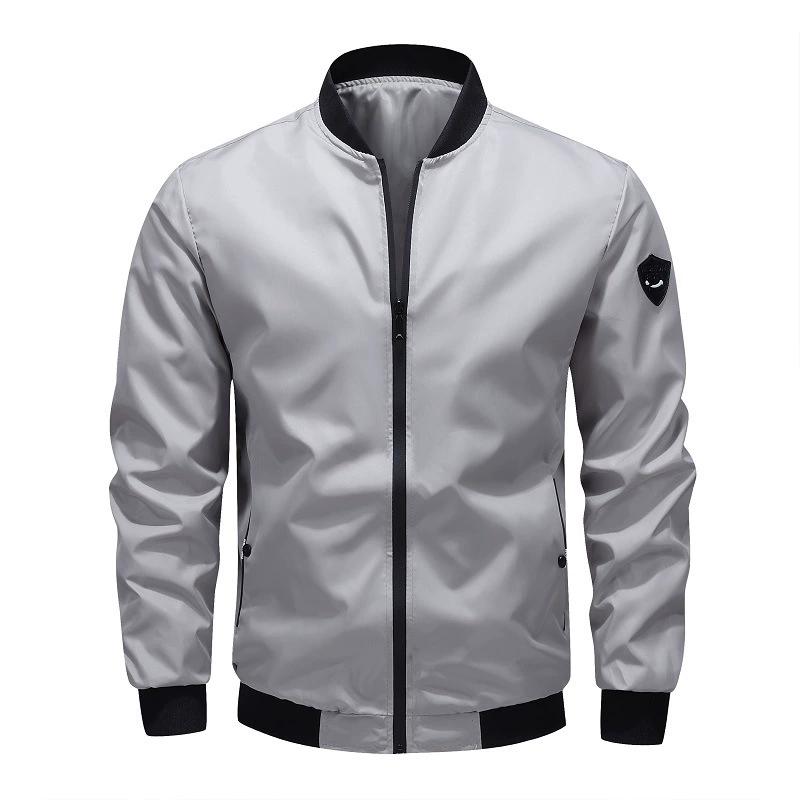 Jarní a podzimní baseballový límec Krátká Volná Jednobarevná Bunda Pánské Business Ležérní Tenký kabát Trend