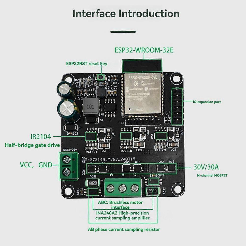 SimpleFOC High-Power ESP32 20A Brushless Motor Driver Board Wireless WIFI Bluetooth Simple FOC Retrofit Module