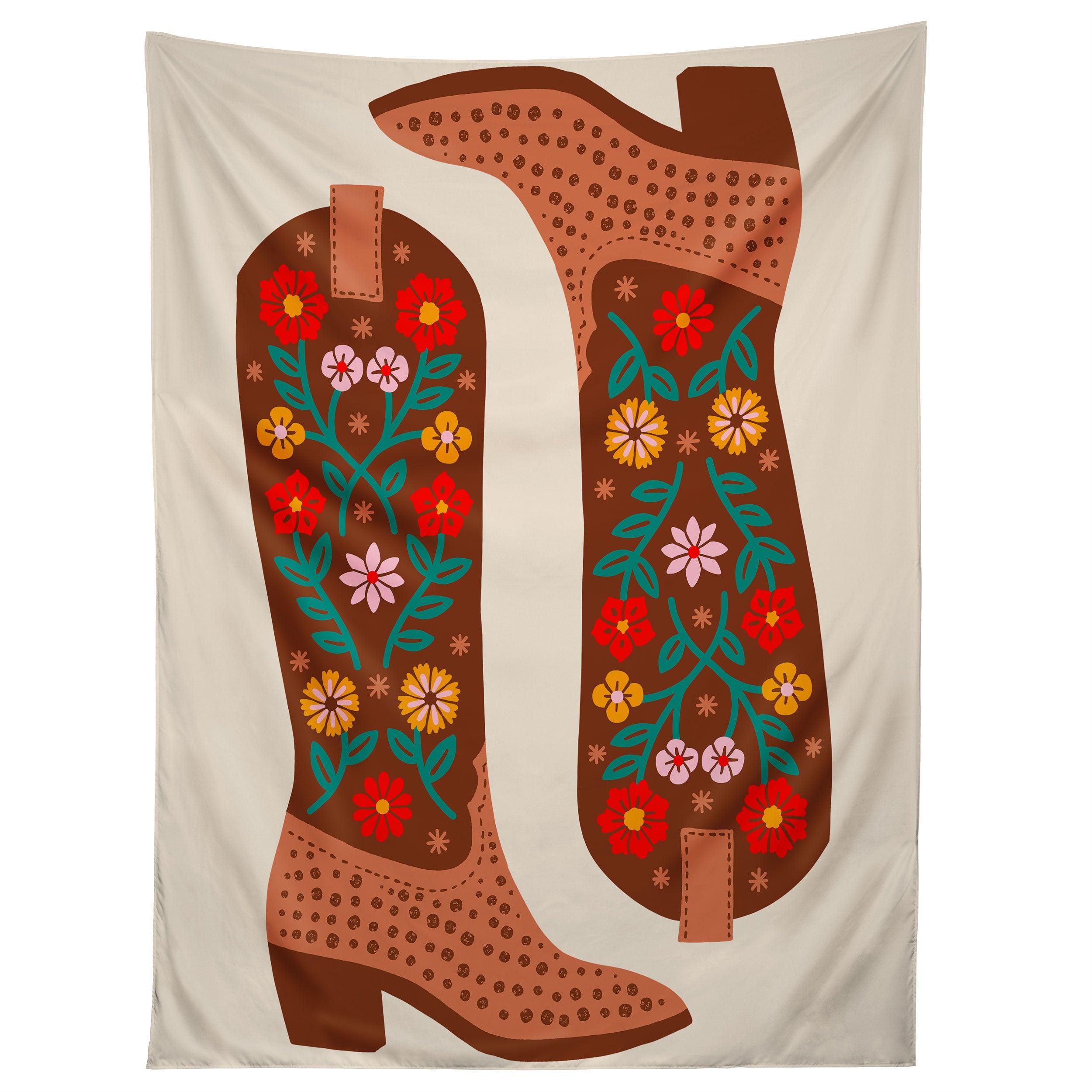 COWGIRL BOOTS BRIGHT MULTICOLOR tapestry 75x100