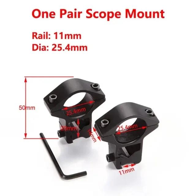 1 Pair Hunting Rifle Scope Mounts Ring for Dia 25.4/30mm Tube Scopes 11/20mm Dovetail Picatinny Rail Tactical Flashlight Mount