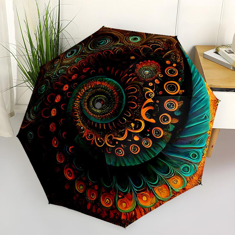 

1pc Abstract Circular Pattern Automatic Open/Close Umbrella, Folding Compact Umbrella with Lightweight Design for Women/Menyy251028191