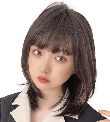 [BrightLala] Full Wig, Medium Length, Inner Color, Black Hair, Straight, hf1420-TRM