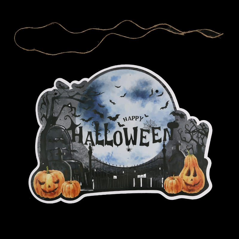 Creative Halloween Theme Spooky Ghost Paper Door Hanging Sign Front Door Porch Window Indoor Outdoor Party Scene Decor