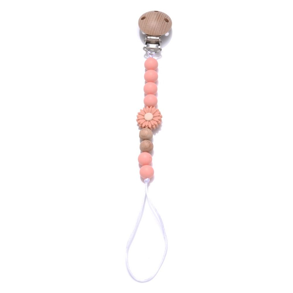 Soother Holder Baby Pacifier Chain Wood Baby Teething Toys Straps Cute Nipple Holder Clips  Toddler
