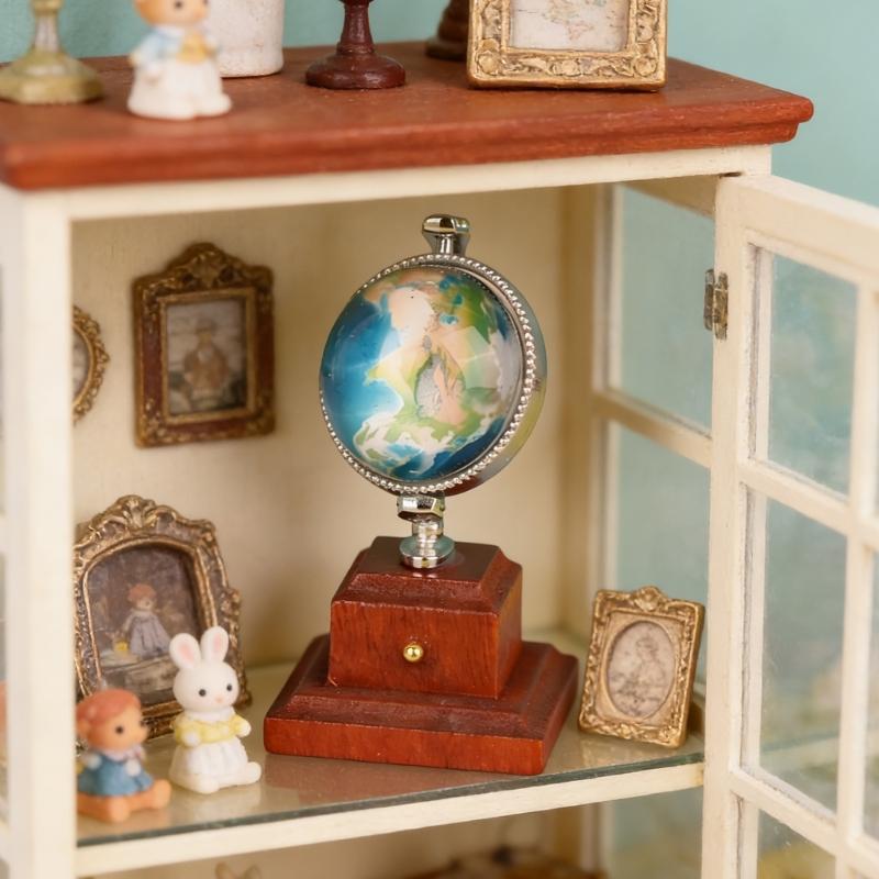Wooden Tiny Earth Globe Small Wooden World Globe Educational Toy for Dollhouses Furniture and Kids Learning