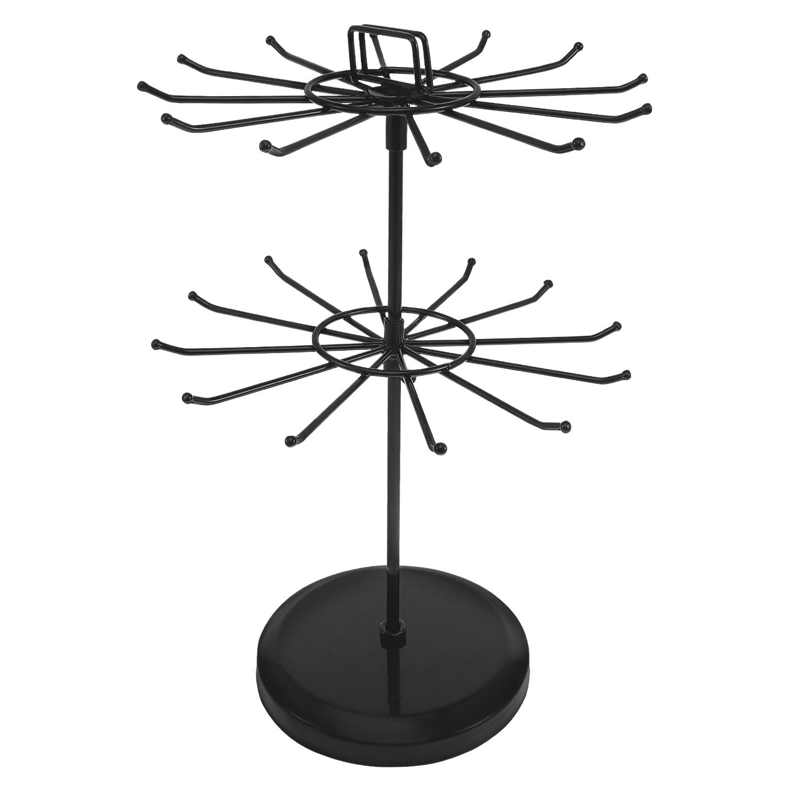 

Вращающийся на 360° держатель для ювелирных изделий Серьги Подвески Браслеты Подставка Серьги-гвоздики Ожерелья Кольца Хранение Подвесной органайзер чёрный