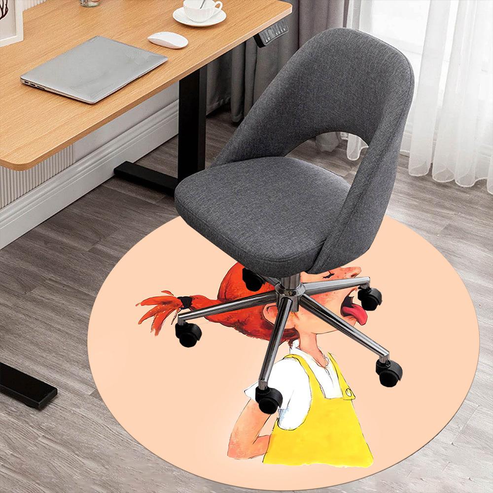 1pc Pippi Longstockings Round Chair mat Area Rug - Non-Slip, Floor Mat for Office, Bedroom, home decor Christmas Gift p0811022 80cm