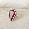 1Pc Retro Imitate Garnet Coffin Shape Y Ring For Women Boho Y Ring Punk Gothic Halloween Party Jewelry Gift For Her