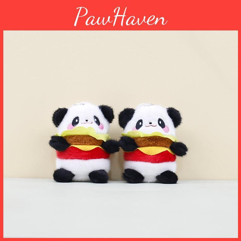 Plush Panda Hamburger Toy Keychain Stuffed Doll Pendant Bag Decoration Kids Gift
