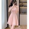 Elegant High-Waisted Pink Chiffon Summer Dress - Youthful and Slimming