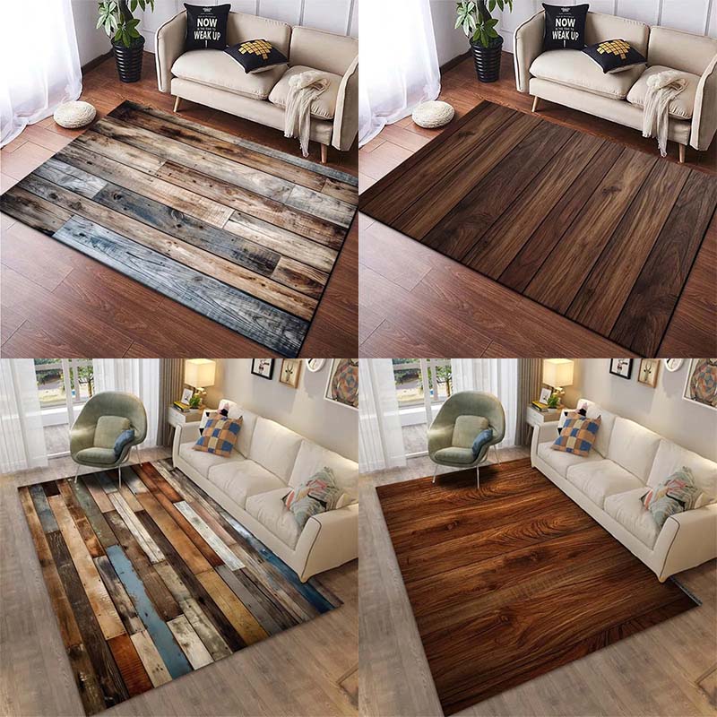 Wooden Floor Pattern Mats Door Front Decoration Home Living Room Mats