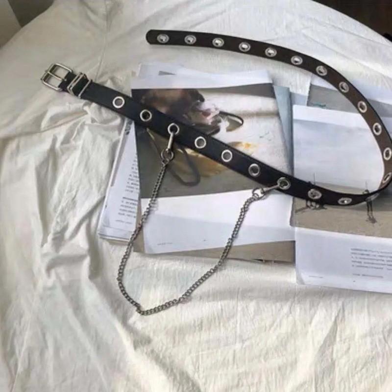 Pu Stylish Black Waist Belt With Trendy Chain Accessory For Hip Hop Outfits And Jk Uniforms