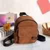 Mochila Veludo Rucksack Cor Sólida Bolsa Escolar para Trabalho Escola Biblioteca
