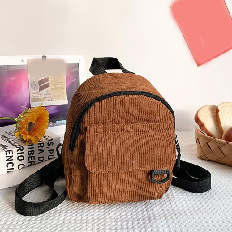 Mochila Veludo Rucksack Cor Sólida Bolsa Escolar para Trabalho Escola Biblioteca