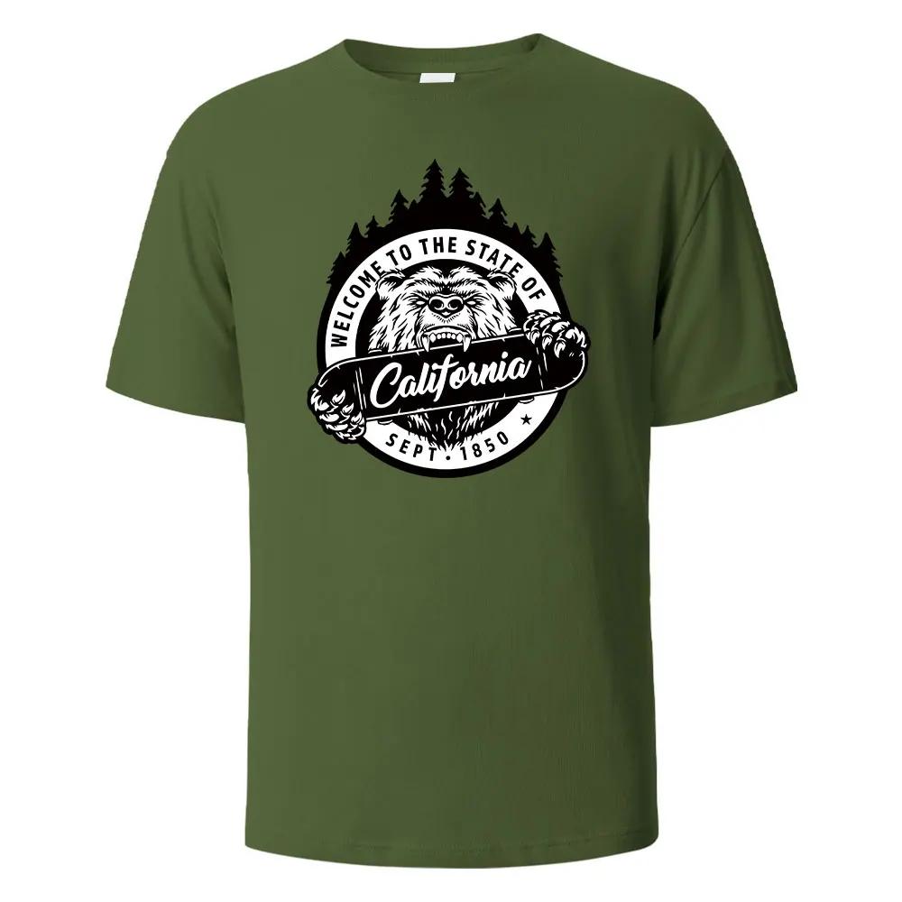 Herren Bedrucktes T-Shirt Kalifornien 100% Baumwolle Oberteile Für Herren Damen Sommer Atmungsaktiv Kurzärmelig Rundhals Basic T-Shirts Herren Kleidung