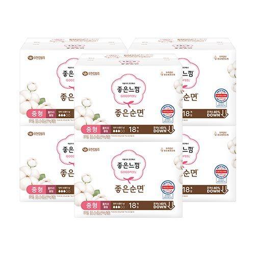 

Good Feel Pure Cotton Sanitary Pads 6-Pack Bundle (Choose 1 of 2 Sizes) (Medium/Large) Good Feel Good Pure Cotton Medium 18Px6