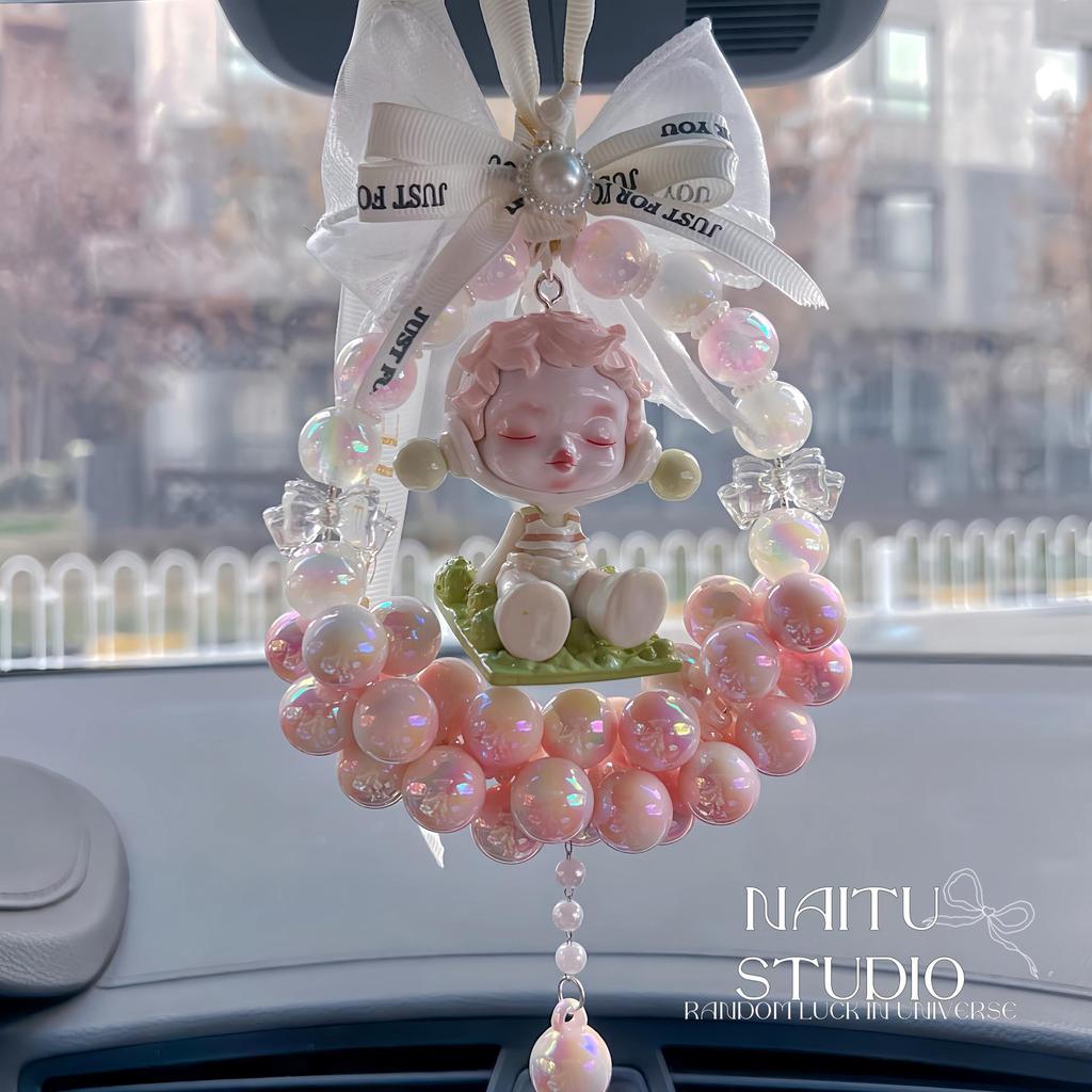 Bubble Temp Bow Decoration: Handmade High-End Car Mirror Ornament Gift
