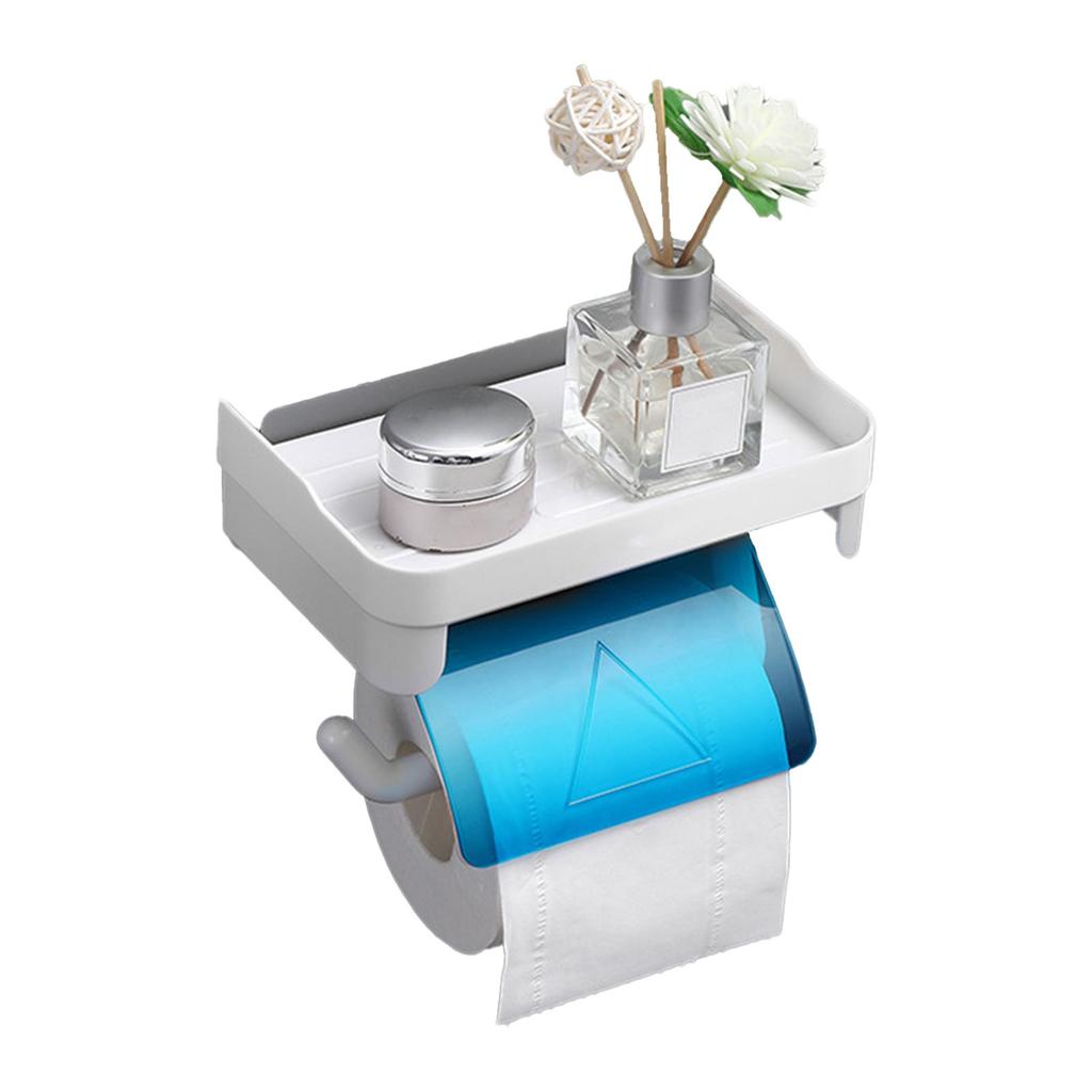 Paper Towel Holder with Shelf Adhesive Paper Towel Rack Toilet Roll Paper Holder Without Drilling Bathroom Toilet Paper