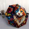 1pc Floral Cat Automatic Folding Umbrella, 8-Rib Sturdy Canopy, Portable Travel Umbrella for Outdoor Use