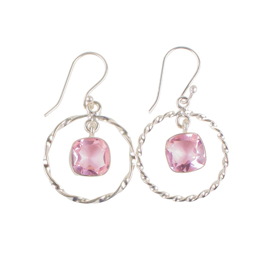 Morganit Edelstein 925 Sterlingsilber Schmuck Handgefertigte Ohrringe 1,60" Zum Verschenken EE-60-12
