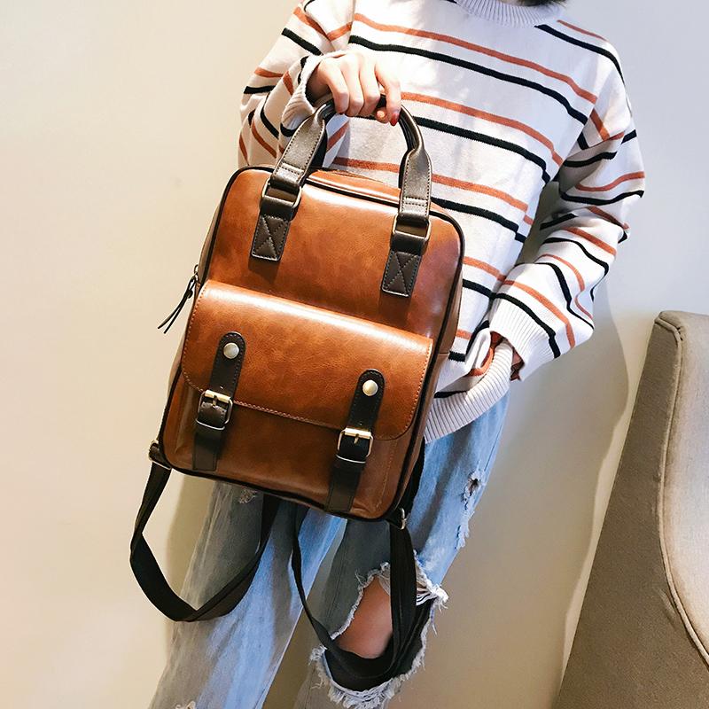 Damen Anti-Diebstahl-Rucksäcke für Studenten, braune Schultaschen für Mädchen im Teenageralter, wasserdichter Vintage-Laptop-Leder-Rucksack, großer Reiserucksack