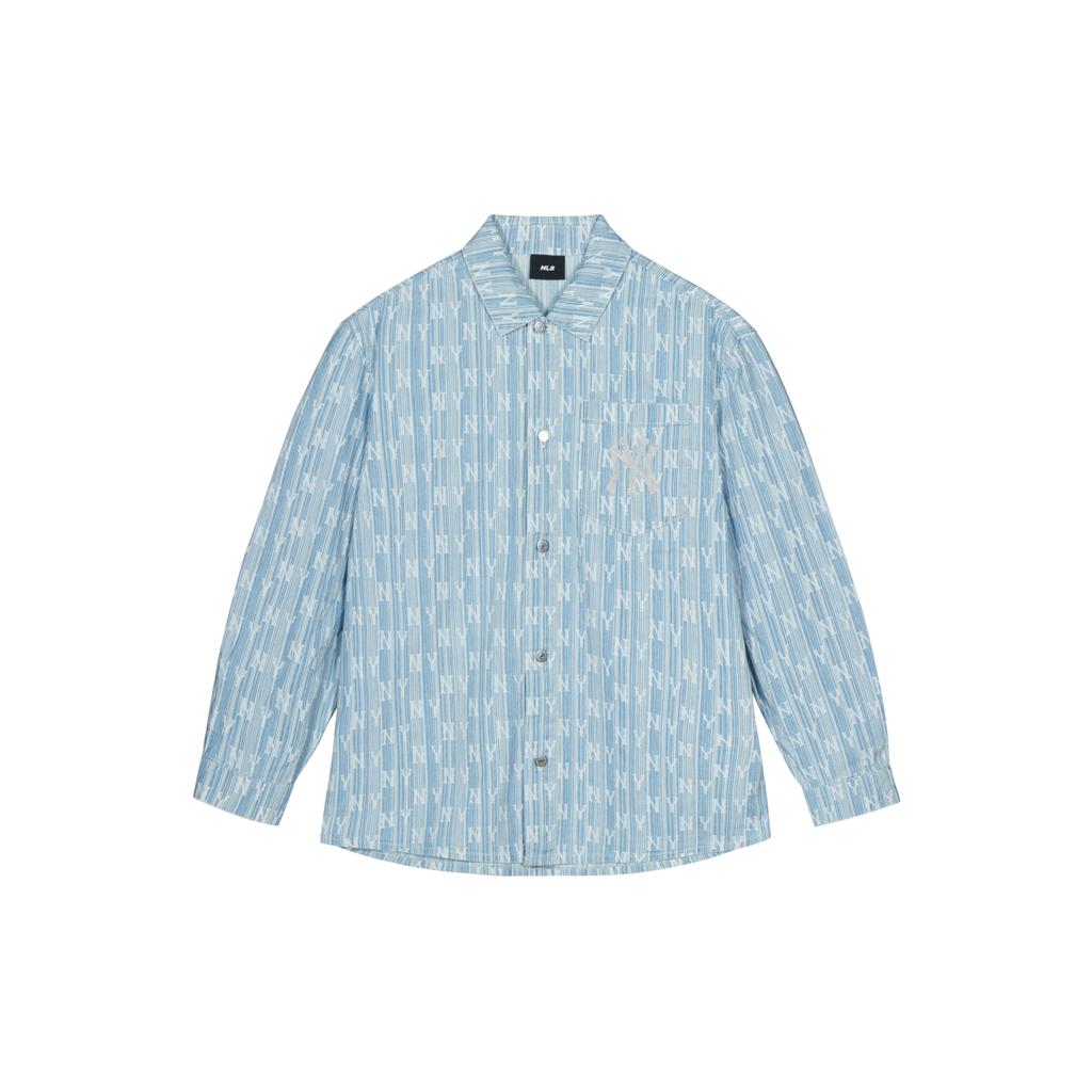 New MLB New York Yankees SS24 Denim Jacket Spring Fall Unisex Light Blue 3ADRM0341-50BLL