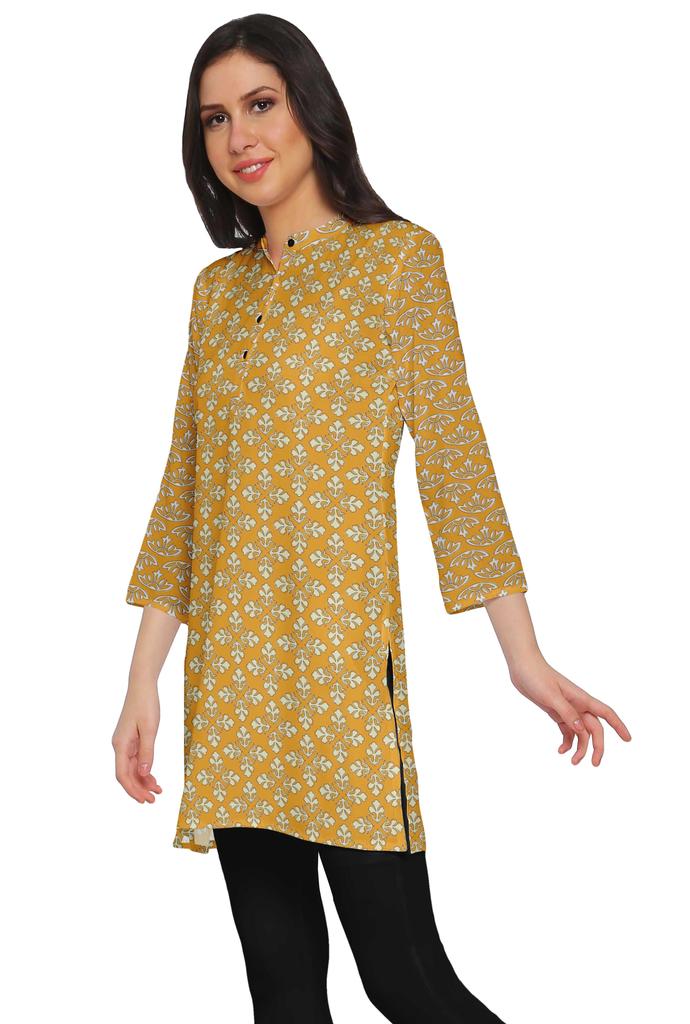 Moomaya Printed Side Slit Short Kurta Tunic For Women Summer Wear Ladies