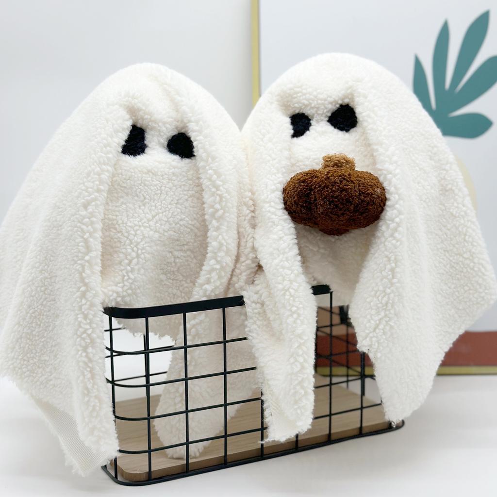 Kawaii Fat Small White/Black/Pumpkin Ghost Pillow Cushion Plush Toy Soft Doll Sweet Cute Christmas Gift