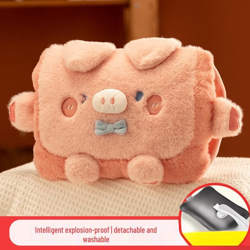 Rechargeable Plush Hot Water Bottle Hand Warmer - Cute Explosion-Proof Design for Baby Girls, Winter Use.