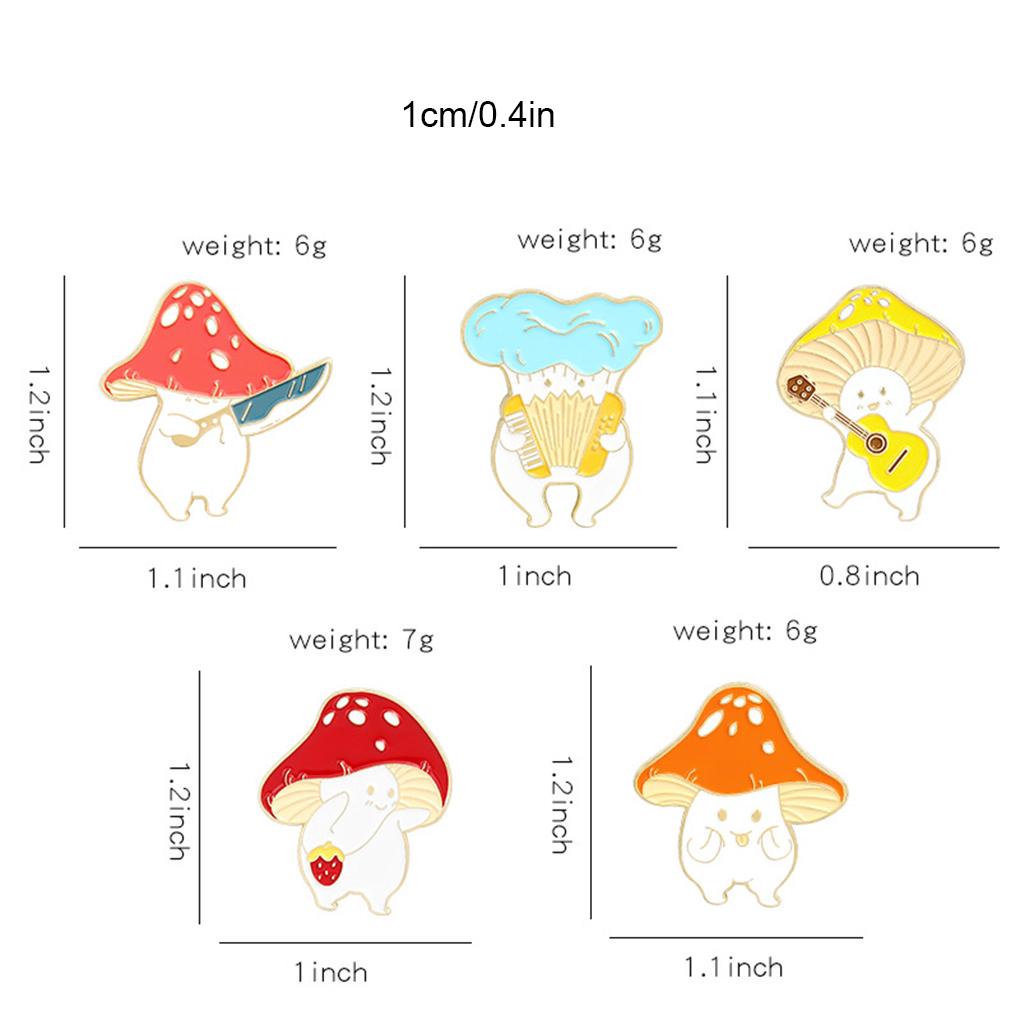 5pcs Brooch Cartoon Mushrooms Mini Badge Patches Self-Assembly Elegant Accessory Clothing Jewelry Ornaments Lovely