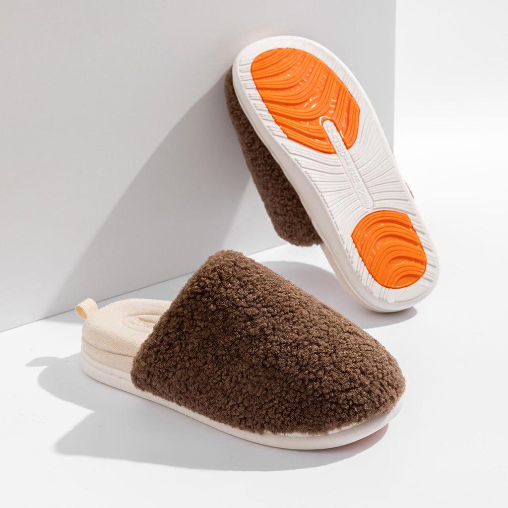 Detachable Winter Indoor Non-Slip Furry Velvet Waterproof Slippers for Couples