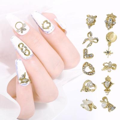 10Pcs Nail Planet Glänzende Drei-dimensional Einfach Paste Ornament DIY Funkelnden Anhänger Karotte Ring Bogen Nagel