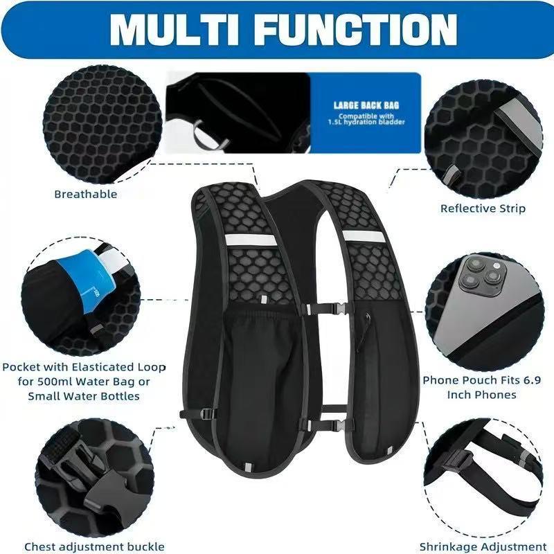 Breathable Multi-Pocket Sports Vest for Outdoor Running and Hiking