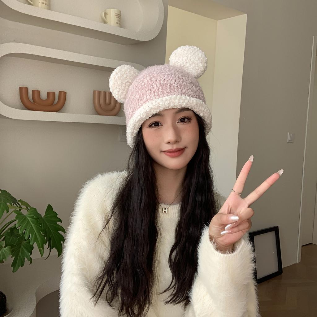 Women's New Warm Knitted Hat Korean Style Versatile Cute Ear Windproof Ear Protection Face Small Wool Hat