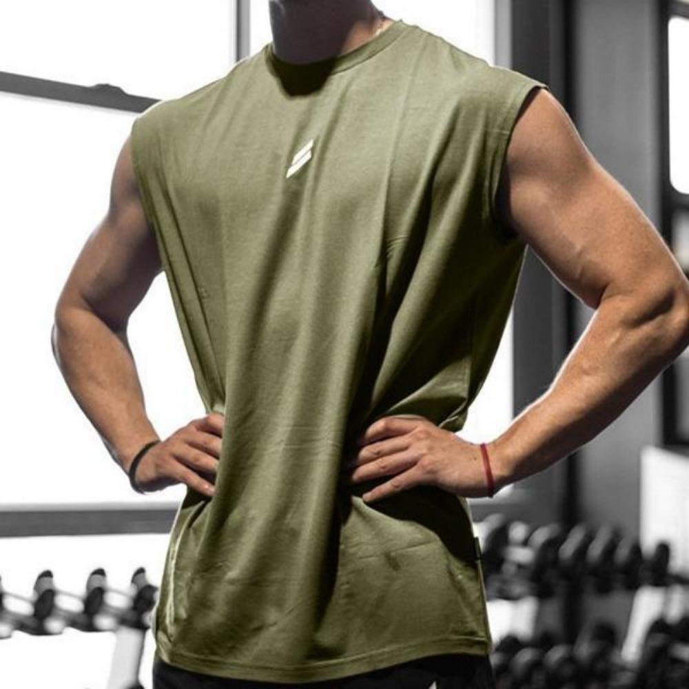 Men's Summer Round Neck Sleeveless T-shirt Pattern Slim fit Loose T-shirt Simple Casual Fashion Breathable T-shirt Gym Sports Sleeveless T-shirt