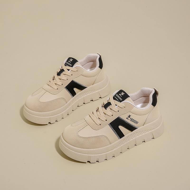 

2026 New style fashion White Shoes for Women Spring New Korean Edition Female Student Casual Thick Bottom Versatile Board Shoes 35 коричневый