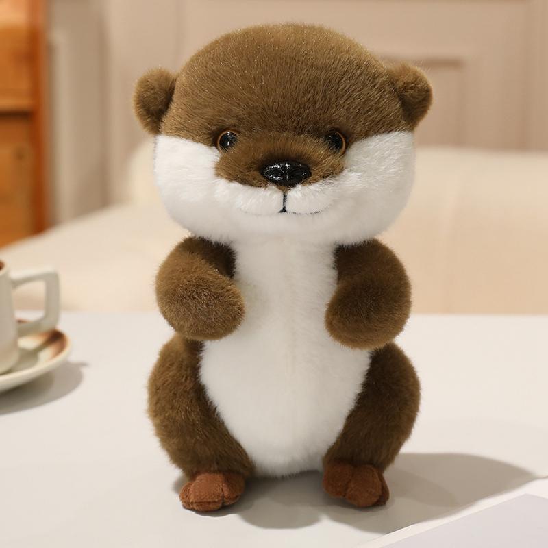 Jouets Peluches Loutre 22cm Peluches Amovible Chapeau Animal Marin Poupée Loutre Dessin Animé Crabe Poisson Poulpe Crevette Masque Tête Peluche Jouets Mignons 22cm white