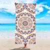 Boho Geometrischer Blumendruck Strandtuch Ethnisches Blumenmuster Schnelltrocknend Sandfrei Leichtes Handtuch für Strand Pool Reisen