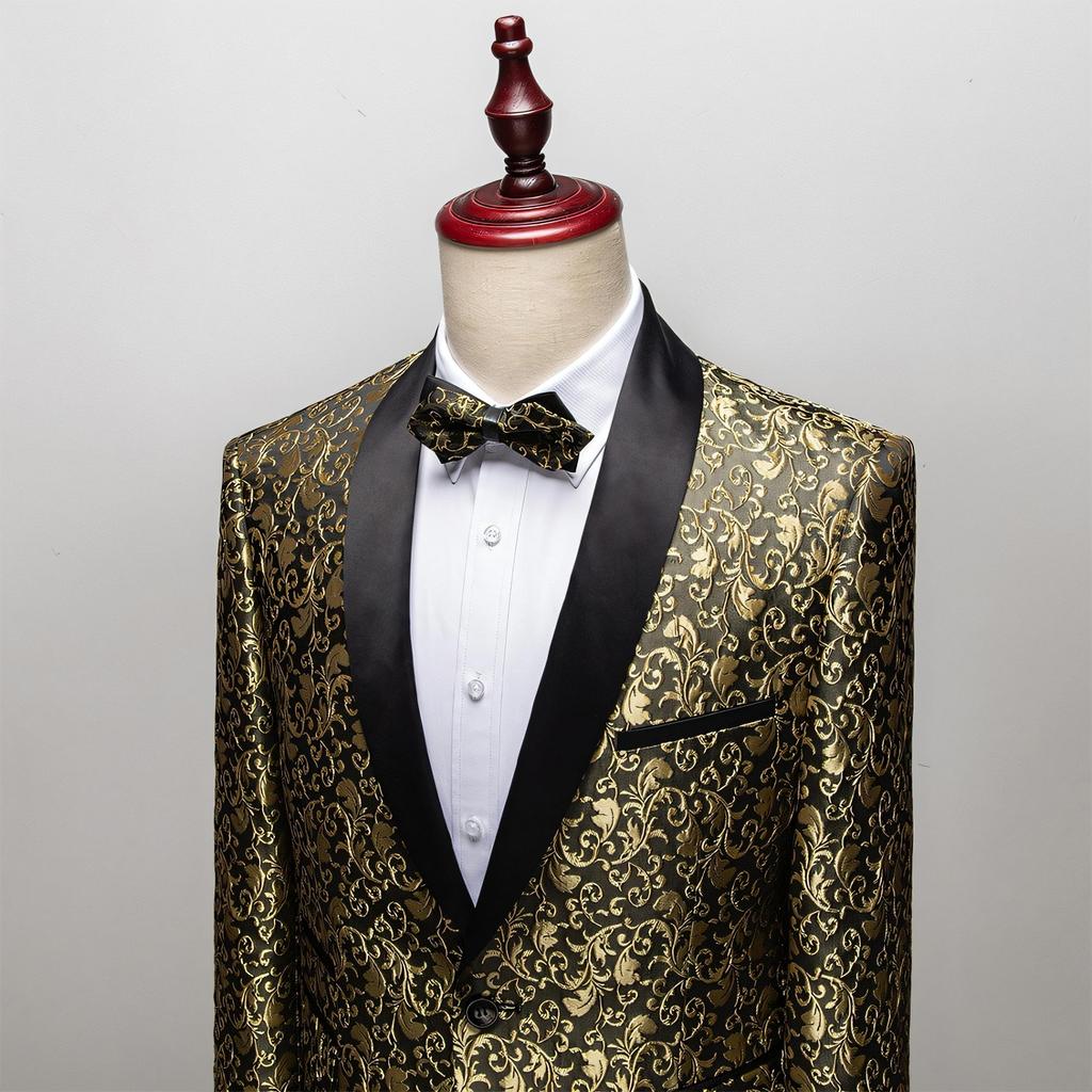 Sacouri Bărbați Costum Jacquard Culori Multiple Slim Bal Nuntă Costum pentru Performanță pe Scenă