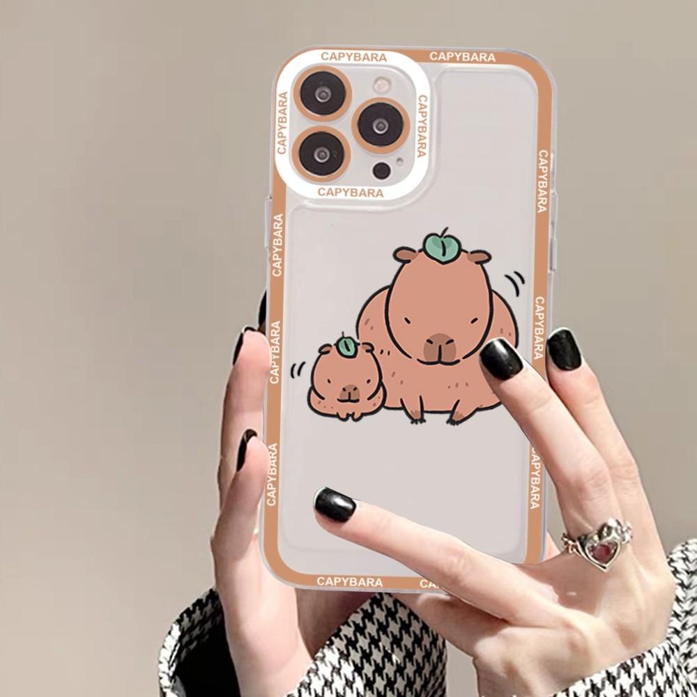 Cartoon Capybara Phone Case For iPhone 15 14 13 12 11 Pro Max XS X XR Mini Protective Cover
