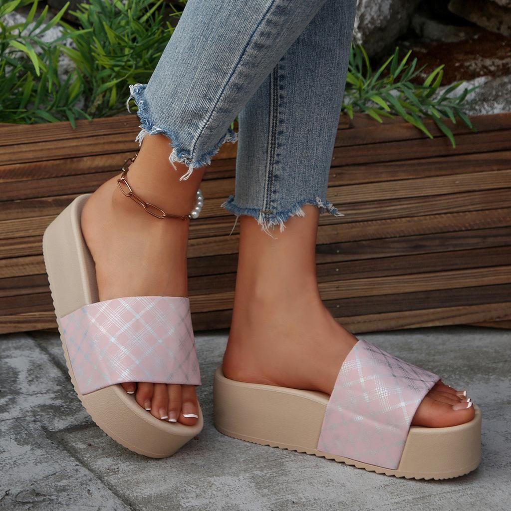Round-toed Shoes One-line Pancakes Thick-soled Flip-flops