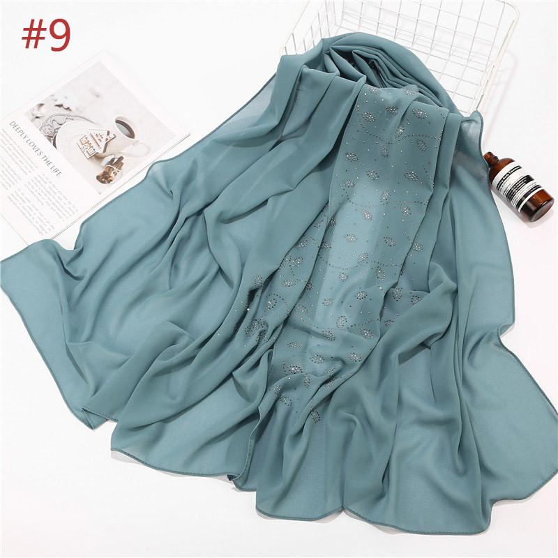 72*175cm summer muslim women chiffon hijab scarf diamonds glitter femme musulman shawls wrap islamic headscarf malaysia hijab