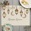 Set of 4 Ramadan Kareem Lanterns Featuring a Moon Design, These Placemats Are Machine Washable, Heat Resistant, And Easy to Clean