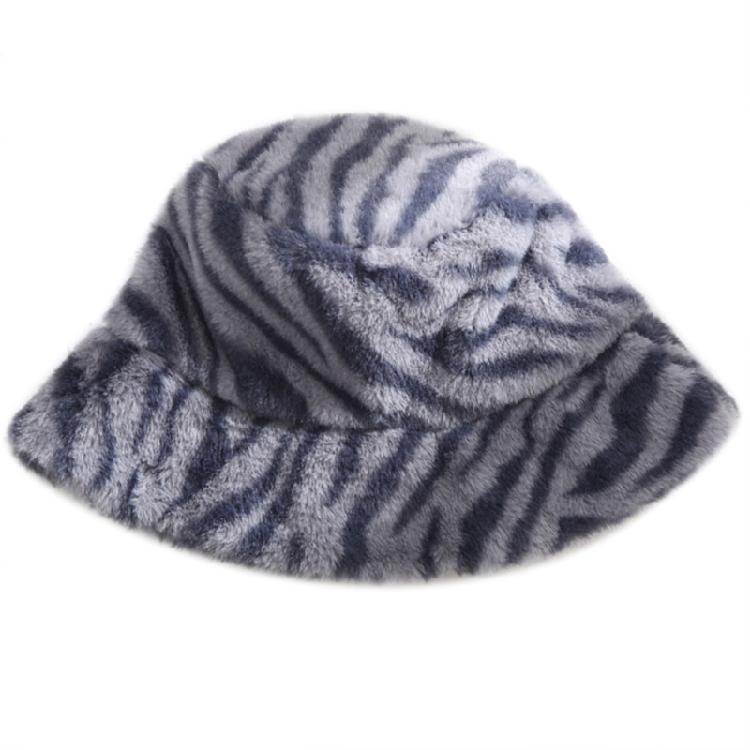 Zebra Grain Ornamented Hats with Flat Top & Wide Brim for Winter Warm Keeping