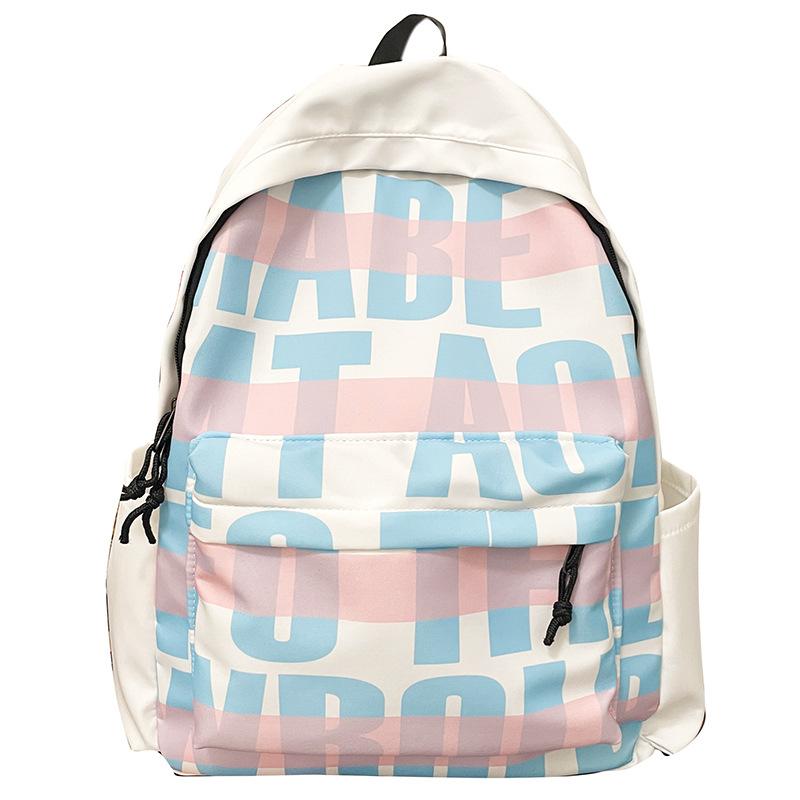 Creative Printed Letter Backpack Bag Casual Simple Large Capacity Men And Women The Same College Student Campus Bag